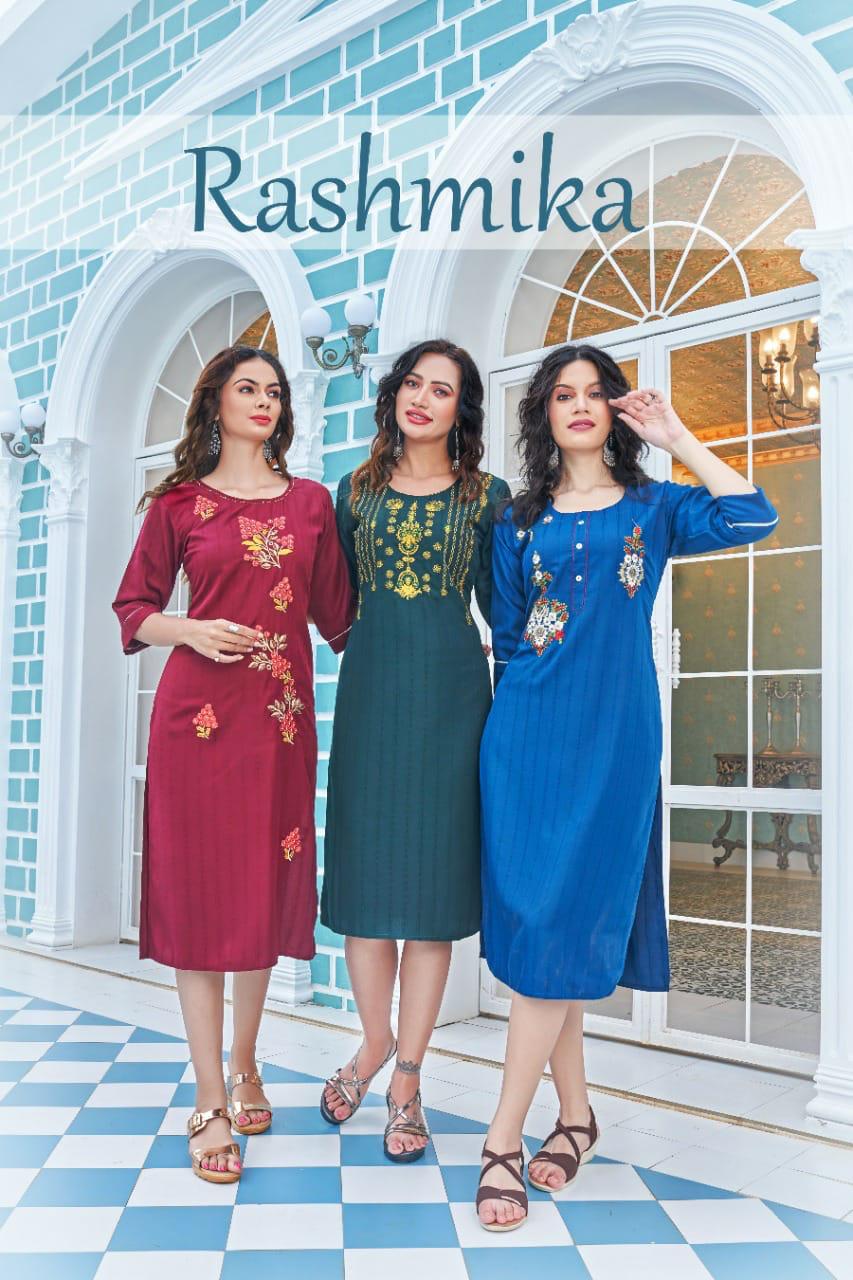 Ft Rashmika 01 Ethnic Wear Wholesale Embroidery Kurti
